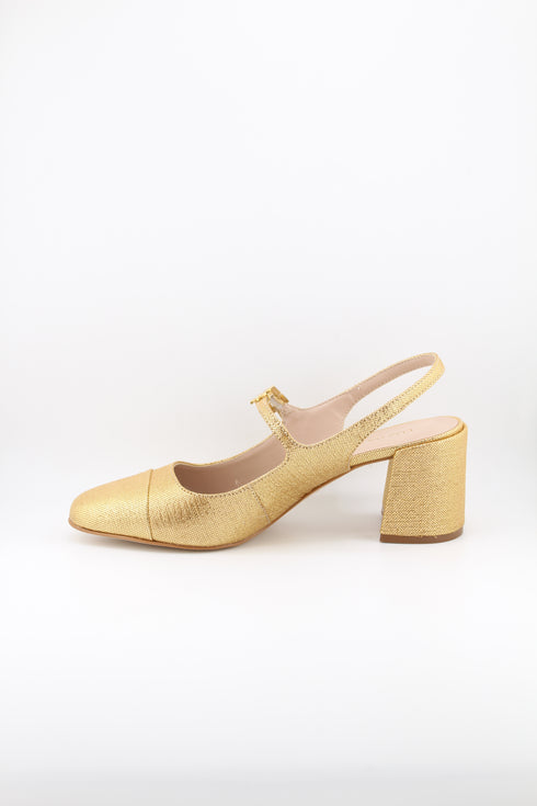 Luz da lua Block Heel Textured Slingback Pumps