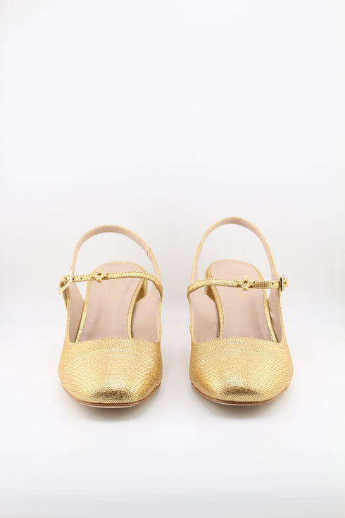 Luz da lua Block Heel Textured Slingback Pumps