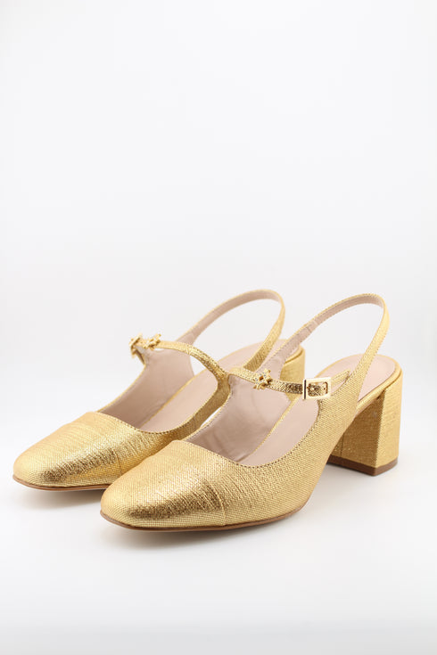Luz da lua Block Heel Textured Slingback Pumps