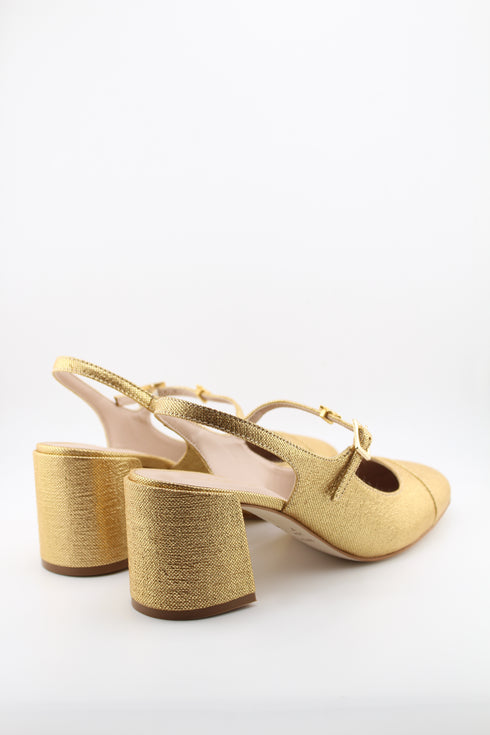 Luz da lua Block Heel Textured Slingback Pumps