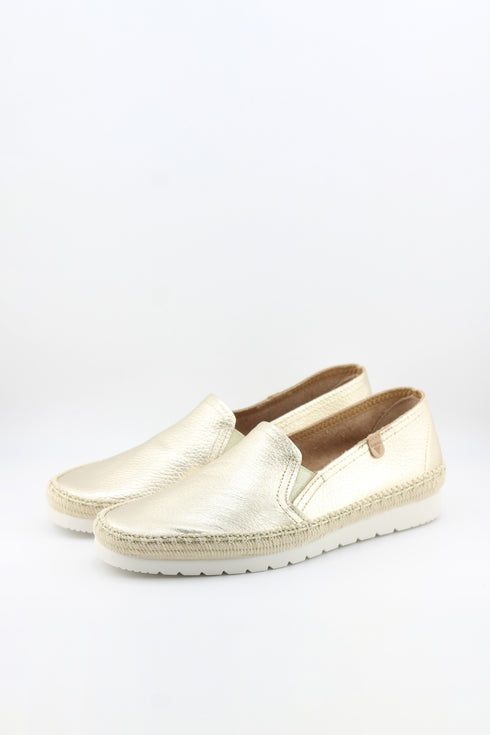 Verbenas Pebbled Leather Slip-On Espadrilles