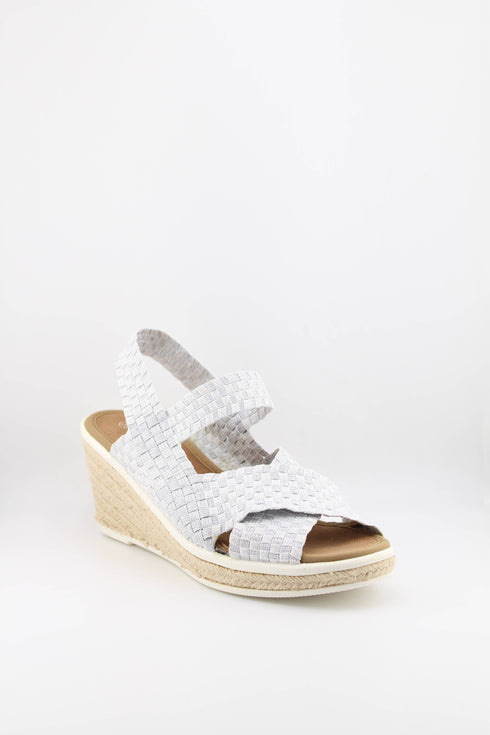 Bernie Mev Elastic Woven Espadrille Wedge with Criss-Cross Straps