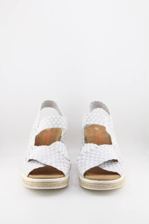 Bernie Mev Elastic Woven Espadrille Wedge with Criss-Cross Straps