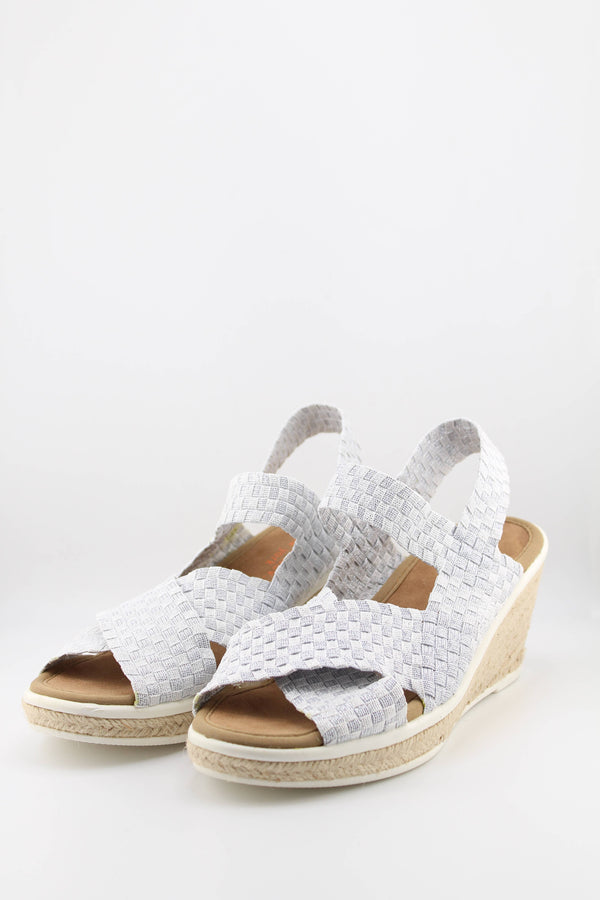 Bernie Mev Elastic Woven Espadrille Wedge with Criss-Cross Straps