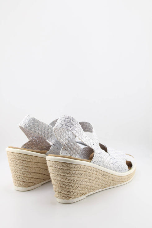 Bernie Mev Elastic Woven Espadrille Wedge with Criss-Cross Straps