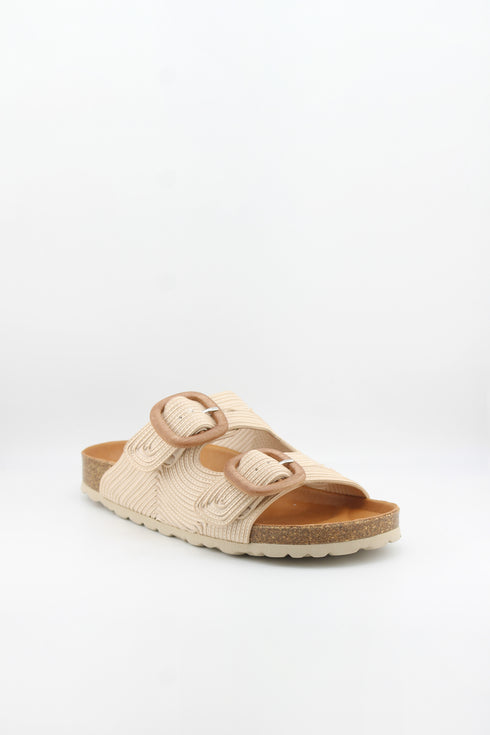 Verbenas Woven Double-Buckle Cork Sandals