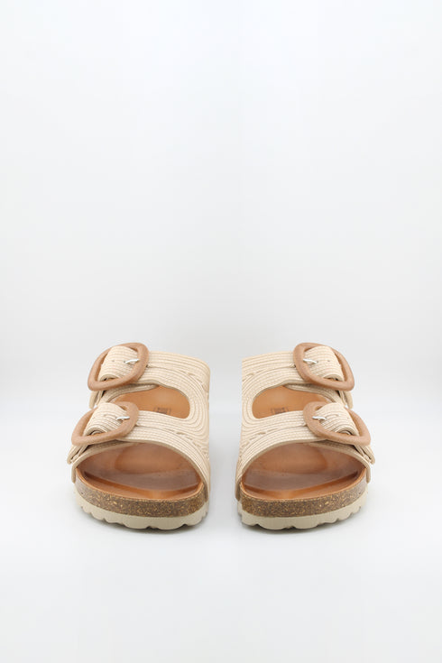 Verbenas Woven Double-Buckle Cork Sandals