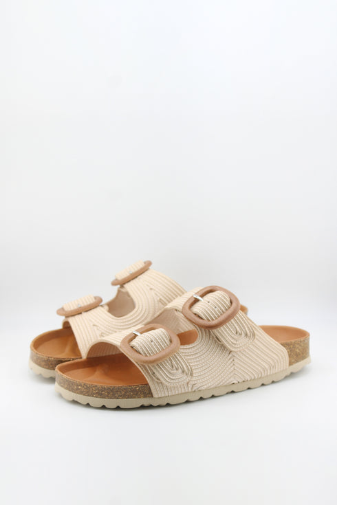 Verbenas Woven Double-Buckle Cork Sandals