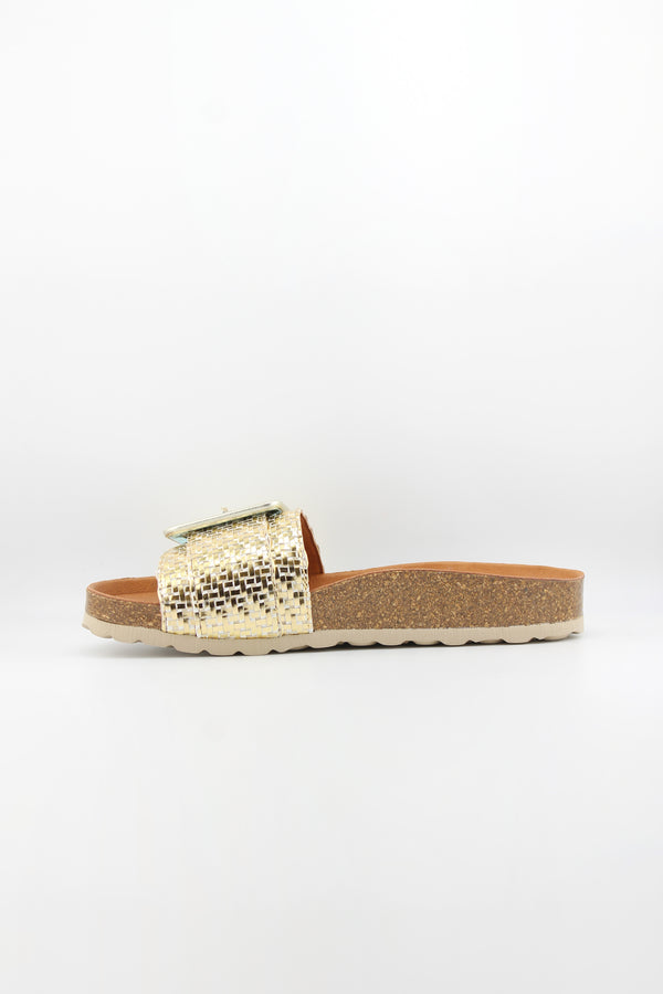Verbenas Cork Sole Slide Sandals with Buckle