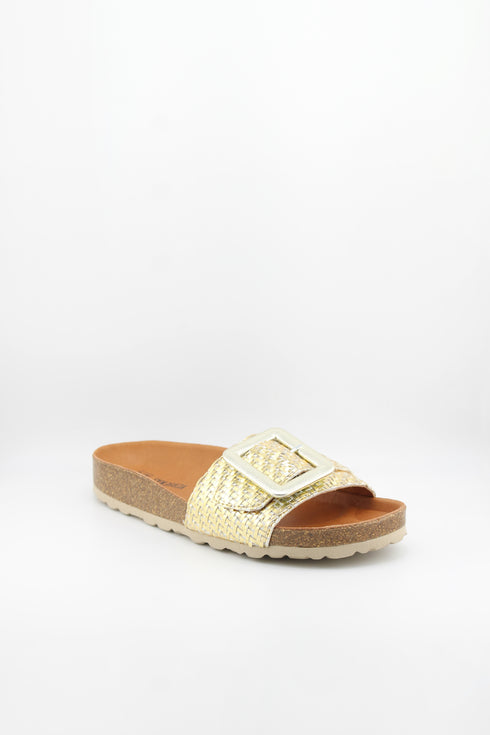 Verbenas Cork Sole Slide Sandals with Buckle