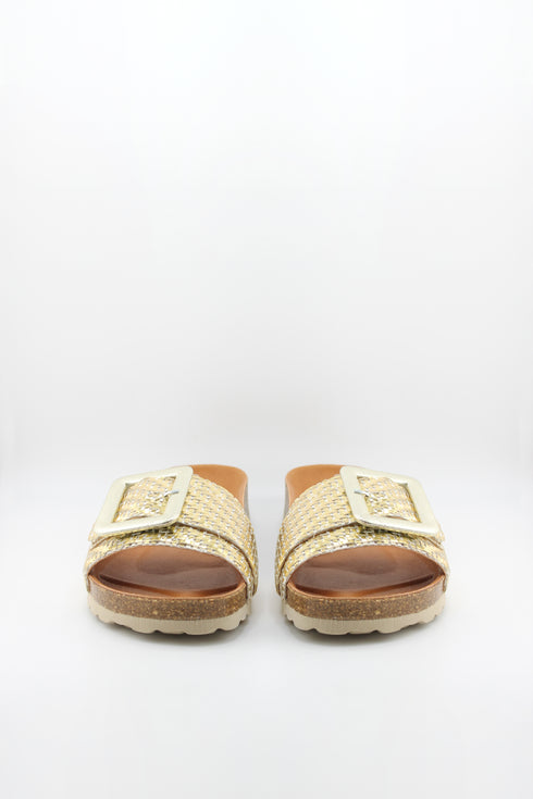 Verbenas Cork Sole Slide Sandals with Buckle