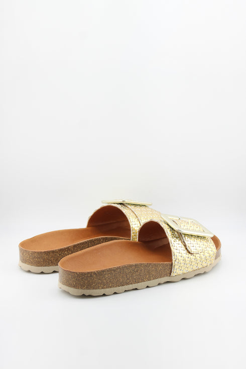 Verbenas Cork Sole Slide Sandals with Buckle