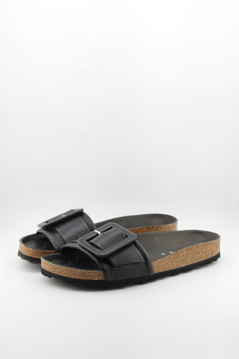 Verbenas Cork Sole Slide Sandals with Buckle
