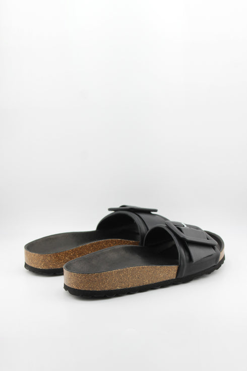 Verbenas Cork Sole Slide Sandals with Buckle