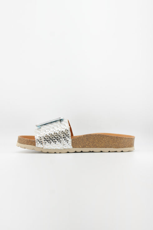 Verbenas Cork Sole Slide Sandals with Buckle