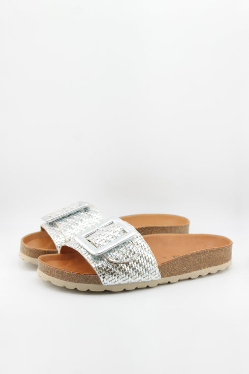 Verbenas Cork Sole Slide Sandals with Buckle