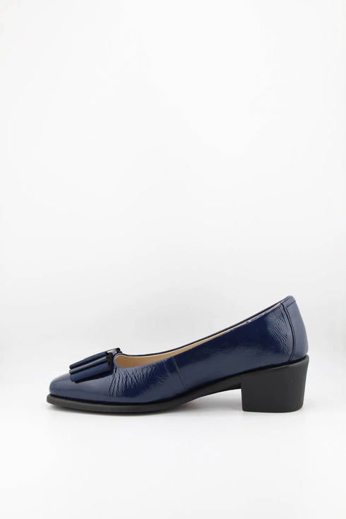 DFC Relax Block Heel Leather Loafers with Bow