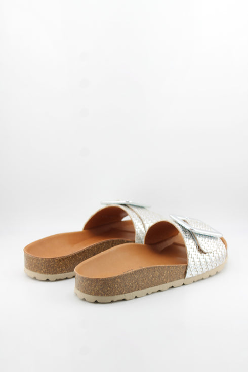 Verbenas Cork Sole Slide Sandals with Buckle