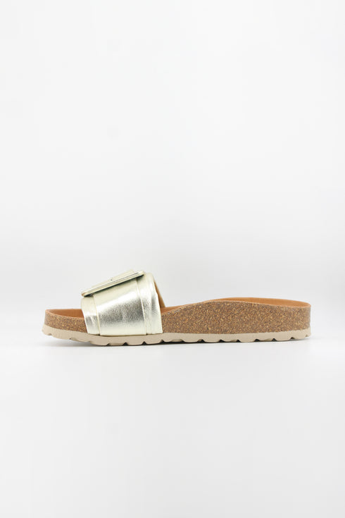 Verbenas Cork Sole Slide Sandals with Buckle