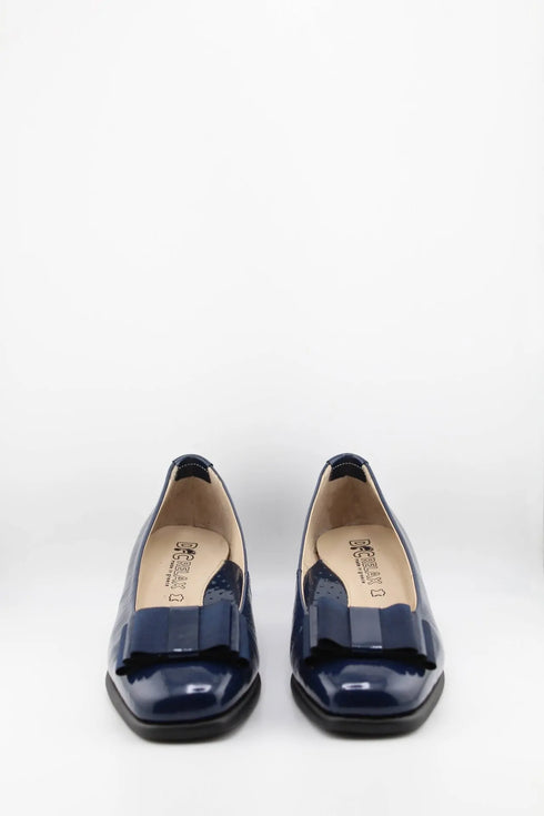 DFC Relax Block Heel Leather Loafers with Bow