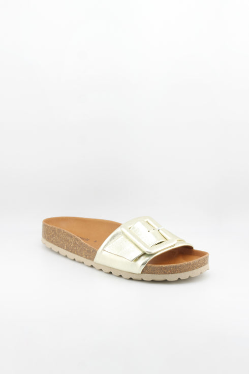 Verbenas Cork Sole Slide Sandals with Buckle