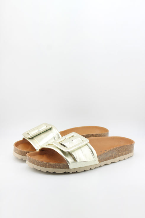 Verbenas Cork Sole Slide Sandals with Buckle