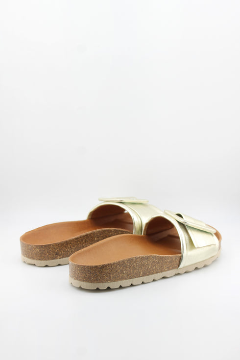 Verbenas Cork Sole Slide Sandals with Buckle