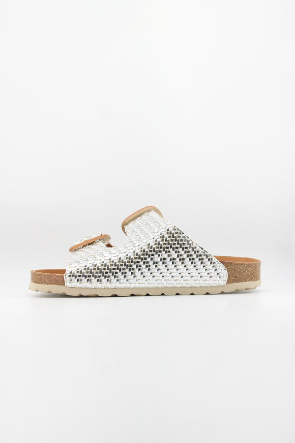 Verbenas Woven Double-Buckle Cork Sandals