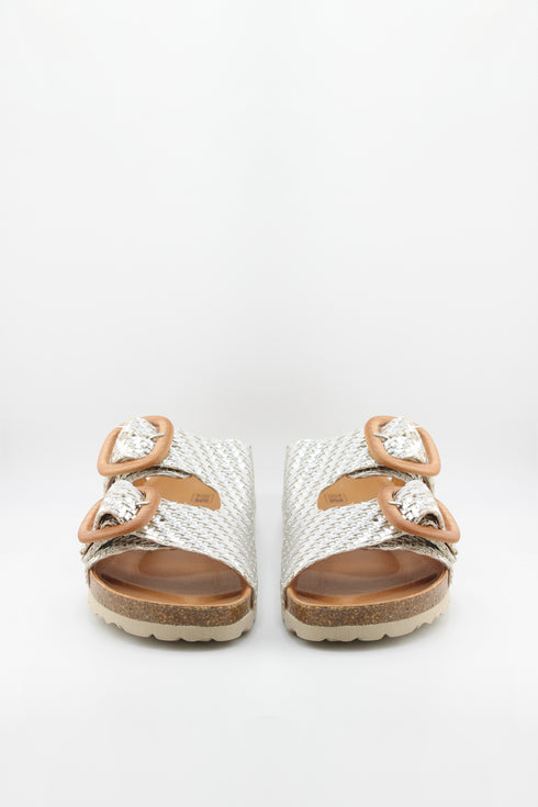 Verbenas Woven Double-Buckle Cork Sandals