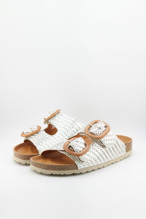 Verbenas Woven Double-Buckle Cork Sandals