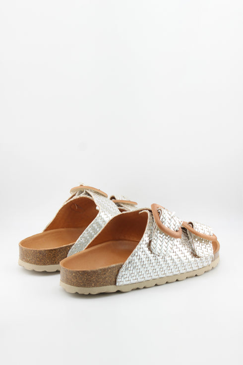 Verbenas Woven Double-Buckle Cork Sandals