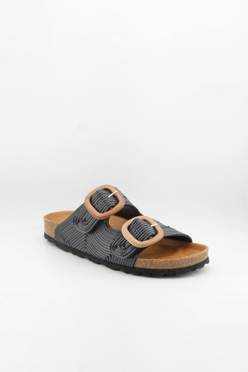 Verbenas Woven Double-Buckle Cork Sandals