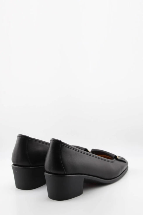 DFC Relax Leather Block Heel Loafers with Fringe