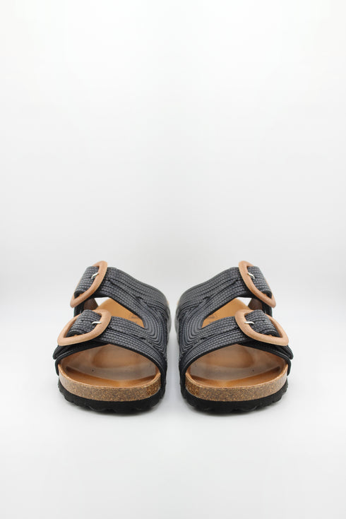 Verbenas Woven Double-Buckle Cork Sandals