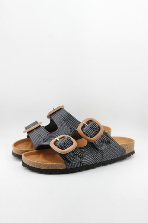 Verbenas Woven Double-Buckle Cork Sandals
