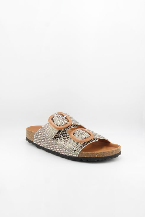 Verbenas Woven Double-Buckle Cork Sandals