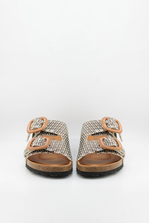 Verbenas Woven Double-Buckle Cork Sandals