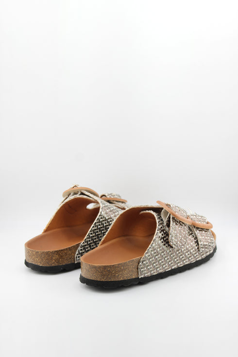 Verbenas Woven Double-Buckle Cork Sandals
