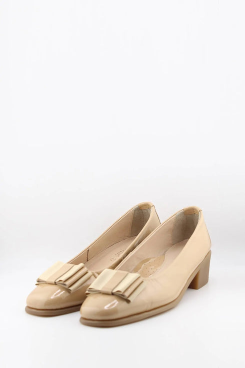 DFC Relax Block Heel Leather Loafers with Bow