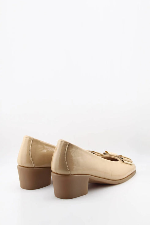 DFC Relax Block Heel Leather Loafers with Bow