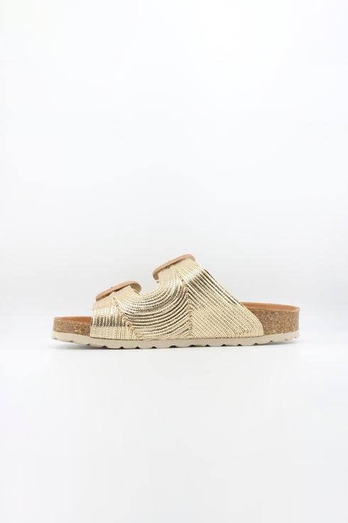 Verbenas Woven Double-Buckle Cork Sandals