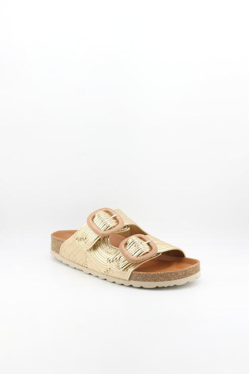 Verbenas Woven Double-Buckle Cork Sandals