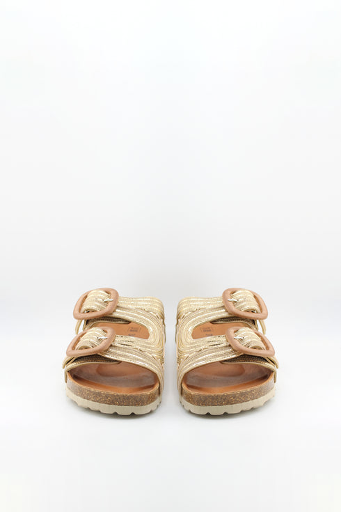 Verbenas Woven Double-Buckle Cork Sandals