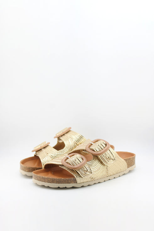 Verbenas Woven Double-Buckle Cork Sandals