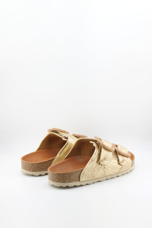 Verbenas Woven Double-Buckle Cork Sandals