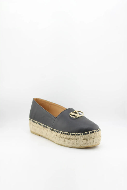 Nivel Metallic Leather Espadrille Loafers