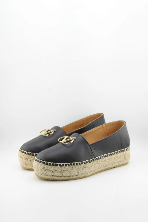 Nivel Metallic Leather Espadrille Loafers