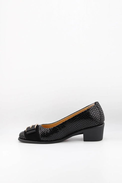 DFC Relax Snake Patterned Low Block Heel Loafers