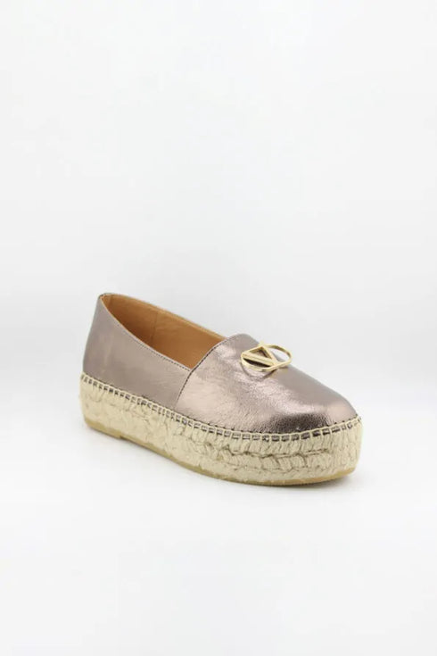 Nivel Metallic Leather Espadrille Loafers
