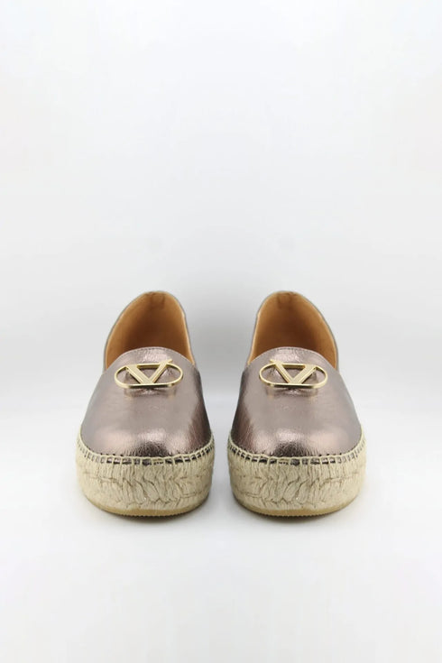 Nivel Metallic Leather Espadrille Loafers